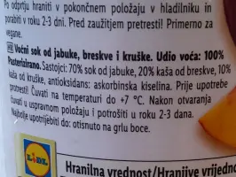 Svježi sok od jabuke, kruške i breskve 1 L
