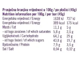 Fruits & nuts pločica 45 g