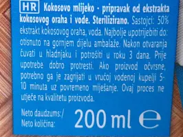 Kokosovo mlijeko za kuhanje 200 ml