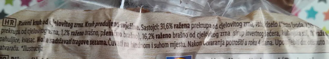 Integralni raženi kruh 500 g