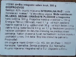 Integralni raženi kruh 500 g