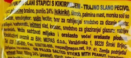 Saltas slani štapići punjeni kikirikijem 4 x 40g