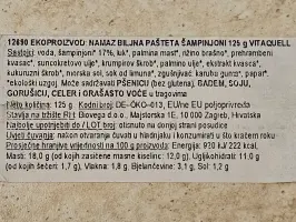 Biljna pašteta šampinjoni 125 g