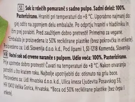 Voćni sok od crvene naranče s pulpom 1 L