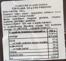 Blago gorka čokolada 70 % - 100 g